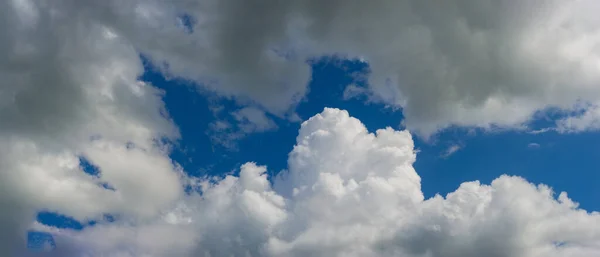白いクルス雲が青空に向かっている 夏の田舎風景 ウェブバナー — ストック写真