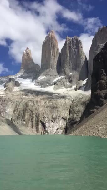 Lassított Felvétel Patagónia Chile Torres Del Paine Nemzeti Park Feletti — Stock videók