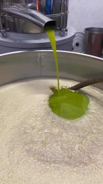 オリーブオイル工場 イタリアのバージンオリーブオイルの生産 — ストック動画