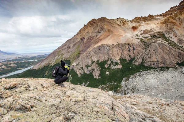 stock image tourist on the background of mountains, Argentina, Patagonia