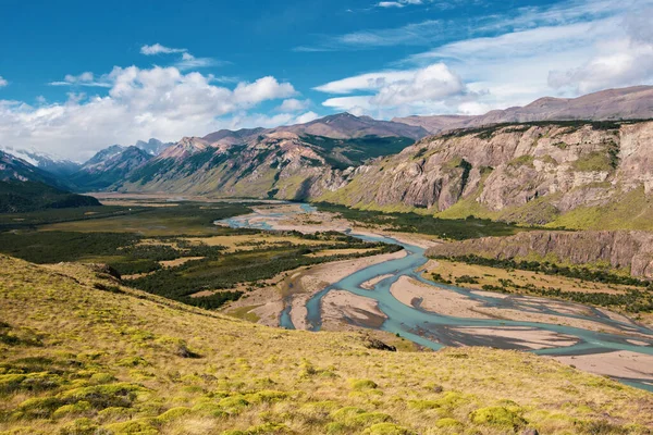 Rio Las Vueltas River Turns Valley National Park Los Glaciares — 图库照片
