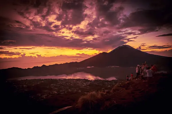 Batur Volkanı Batur Gölü Bali Endonezya Dan Manzara — Stok fotoğraf