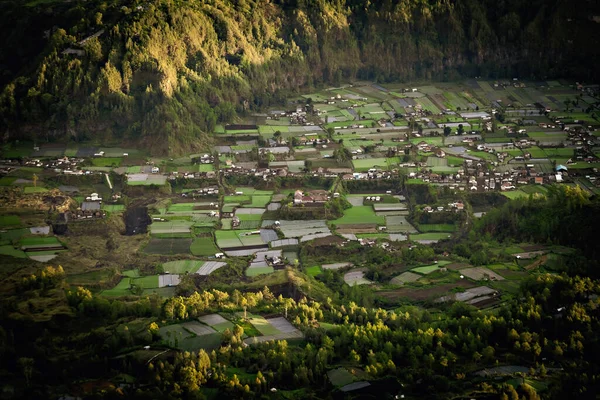 stock image View of the village at the bottom of Batur volcano, aerial view, Bali indonesia