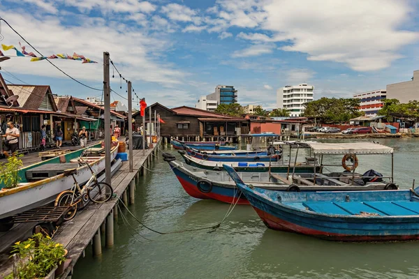 stock image Historical Chew Jetty with wooden fishing boats, Unesco World Heritage site, George Town, Penang, Malaysia