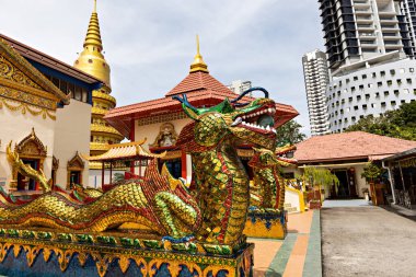 Chaiya Mangalaram Tayland Budist Tapınağı detayları George Town, Penang, Malezya