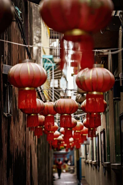 stock image Chinese lanterns on the street, China town, Chinese new year decoration.