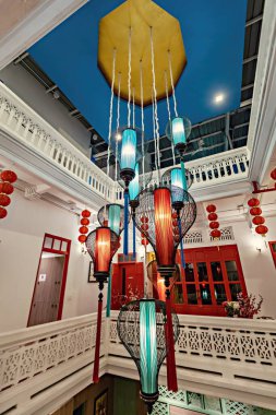 Otel içinde Çin tarzı fenerler, Bangkok, Tayland