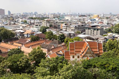  Bangkok 'un Altın Dağ Tapınağı' ndan havadan görünüşü, Tayland