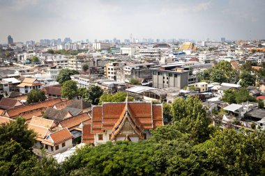  Bangkok 'un Altın Dağ Tapınağı' ndan havadan görünüşü, Tayland