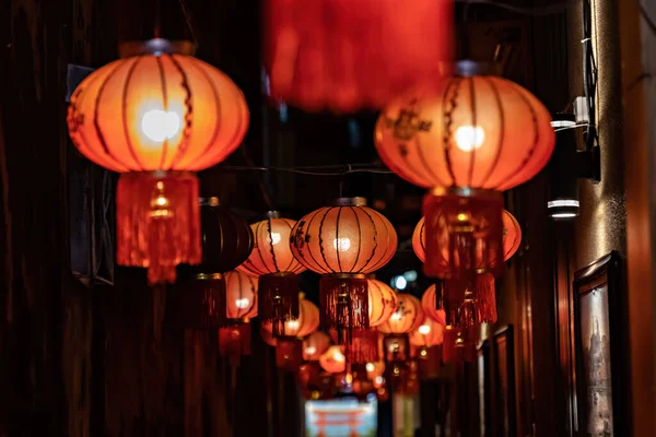 Chinese Lanterns Street Night China Town Chinese New Year Decoration — Stock Photo, Image