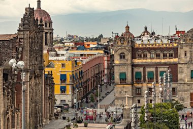Mexico City, Meksika 'da Zocalo Meydanı hava manzarası