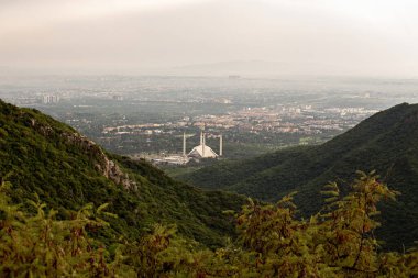 Pakistan, İslamabad 'daki Faisal Mescid Camii' nin havadan görünüşü.