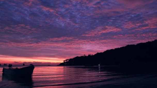 Spectacular Sunset Boats Sea Koh Tao Thailand — 图库视频影像