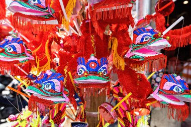Dragon head decoration for the Chinese New year in Bangkok Chinatown