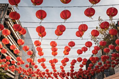 Chinese new year red lanterns Chinatown Bangkok 