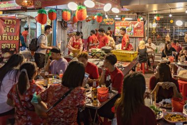 People in Bangkok Chinatown celebrating Chinese new year, Thailand