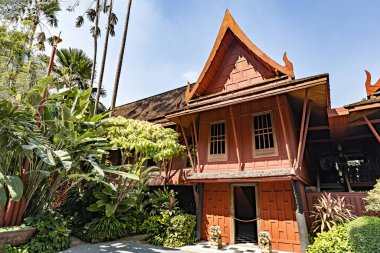 Exterior details of Jim Thompson house details and the garden in Bangkok, Thailand