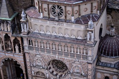 Basilica of Santa Maria Maggiore in Citta Alta, Bergamo, Italy. Historical architecture of Old town or Upper City in Bergamo