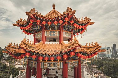 Thean Hou temple exterior detail, traditional chinese temple in Kuala Lumpur Malaysia