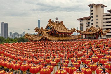 Thean Hou temple exterior detail, traditional chinese temple in Kuala Lumpur Malaysia