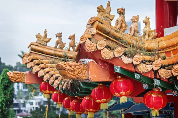 Traditional Chinese temple roof in Thean Hou temple in Kuala Lumpur Malaysia