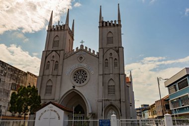 St. Francis Xavier Church on sunny day in Malacca, Malaysia