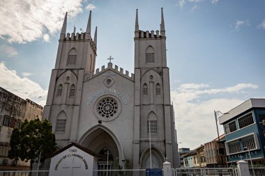 St. Francis Xavier Church on sunny day in Malacca, Malaysia