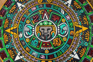 Mayan calendar colorful background clipart