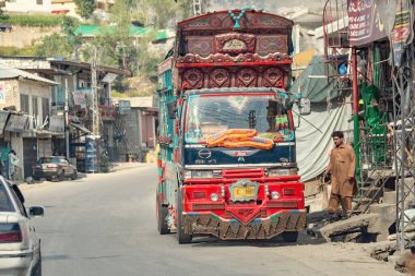 Colorful traditional Pakistani truck in Rawalpindi, Pakistan