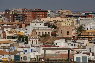 Aerial view of Sevilla from Las Setas De Sevilla (Sevilla Mushrooms) center on sunny day, Andalusia, Spain