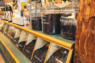 Vancouver Canada 'da farklı kahve seçenekleri olan bir kafe.