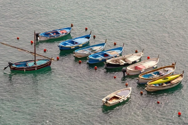 Vista Aérea Bahía Vernazza Barcos Agua Cinque Terre Italia —  Fotos de Stock