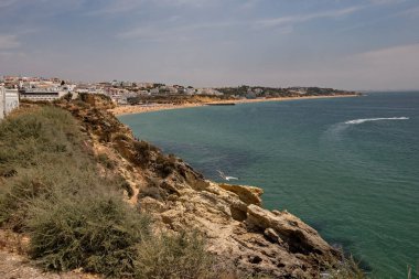 Albufeira plajı hava manzarası (Praia do Peneco), Güney Portekiz