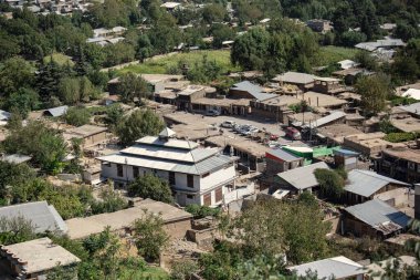 Traditional Pakistani village houses on the hill in rural area of Northern Pakistan