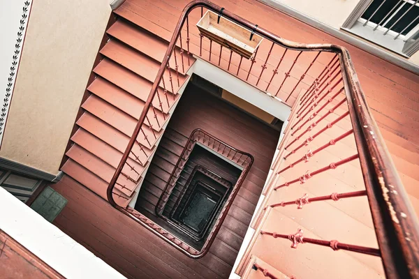 Спиральная Лестница Старом Доме Сверху Вниз Вид — стоковое фото