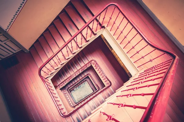 stock image Spiral staircase in an old house top down view