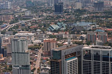 Kuala Lumpur şehrinin Kuala Lumpur Malezya 'daki Menara kulesinden havadan görünüşü