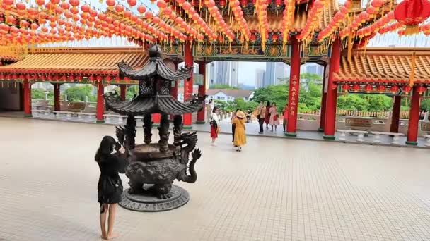 Thean Hou Temple Exterior Detail Traditional Chinese Temple Kuala Lumpur — Stockvideo