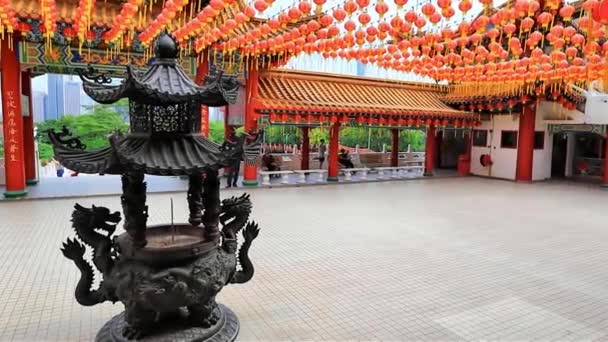 Храм Тиан Хоу Внешние Детали Традиционный Китайский Храм Куала Лумпур — стоковое видео