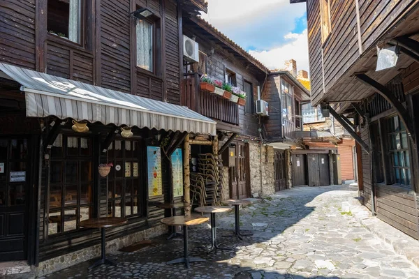 Nessebar Old Town Street View Old Stone Wooden Houses Nessebar — Stock Photo, Image