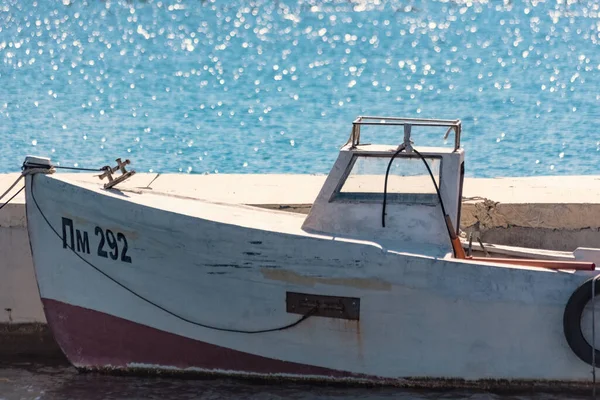 Traditionelle Fischerboote Entlang Der Küste Der Alten Stadt Nessebar Bulgarien — Stockfoto