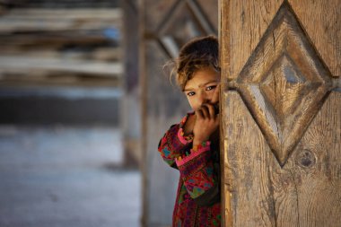 Pakistanlı Kalash kızı, Pakistan 'daki evlerinin yakınındaki Kalash köyünden.