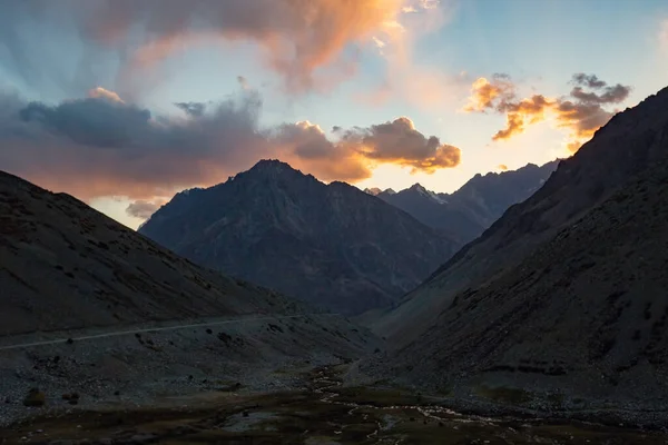 Shandur Pass Při Západu Slunce Nachází Ghizer Okres Gilgit Baltistan — Stock fotografie