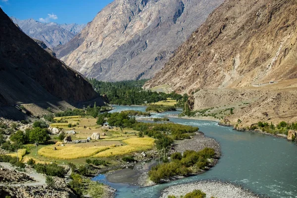 stock image River and mountain landscape in Northern Pakistan. Gilgit Baltistan Karakoram Highway Pakistan