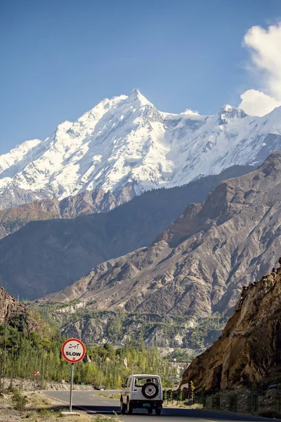 Vista Montaña Rakaposhi Desde Aldea Minapin Pakistán — Foto de Stock