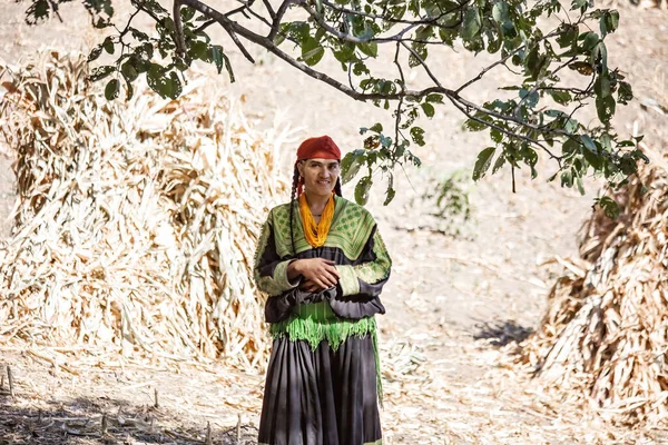 Traditioneel Gekleed Kalash Stam Vrouw Glimlachen Kalash Valley Dorp Pakistan — Stockfoto