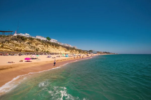 Luftutsikt Över Stranden Albufeira Praia Peneco Södra Portugal — Stockfoto