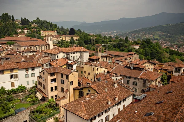 Вид Згори Citta Alta Верхнє Місто Бергамо Італія — стокове фото