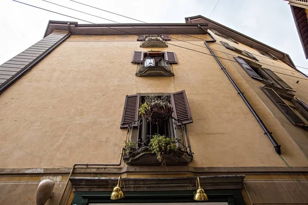 Historyczne Centrum Bergamo Górne Miasto Tradycyjne Domy Włochy — Zdjęcie stockowe