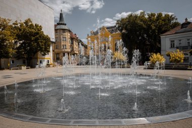 Sırbistan 'ın Subotica kentindeki kent merkezindeki çeşme tazeleniyor